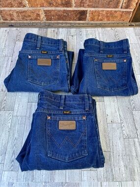 Wrangler Men's Blue Slim Straight Jeans - Deep Indigo Denim bundle (3)